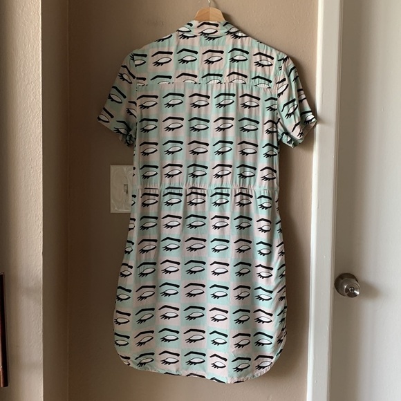 VANS x KENDRA DANDY Eye Print Short Sleeve Button Down Mini Dress - Picture 10 of 14